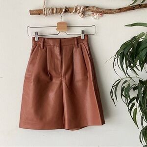 Wilfred Aritzia High Rise Retro Leather Shorts